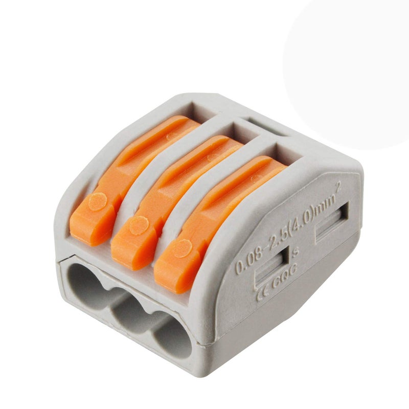 XHF2018 50 Pcs 222-413 Conductor Combination Compact Wire Connectors 3 Port Fast Connection Terminal 28-12 AWG Suitable for Multiple Types of Wires - Image 1